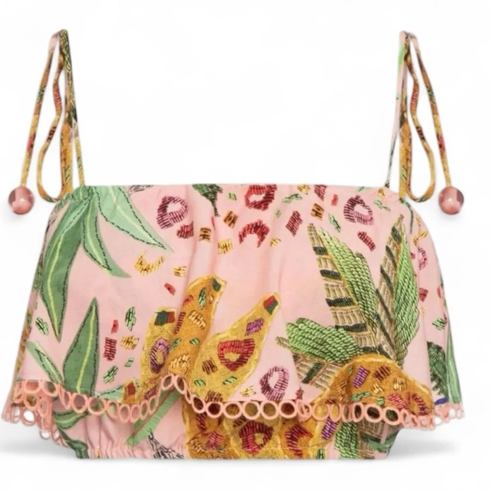 Farm Rio Mixed Fruit Ruffled Crop Top - Picture 2 of 10